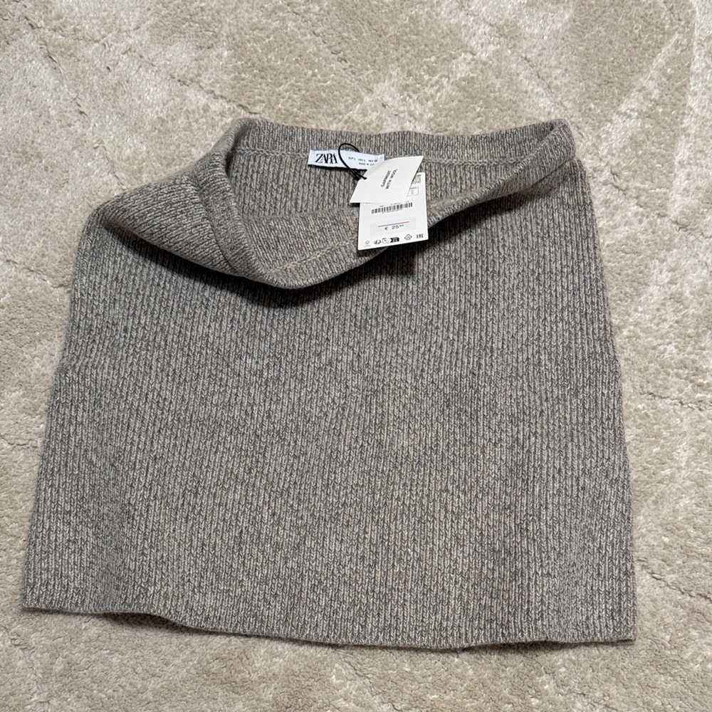 Zara Heather Gray Knit Skirt made of Wool